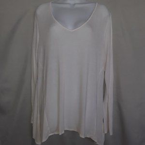 New York & Co White V-neck Blouse Sleeve XL